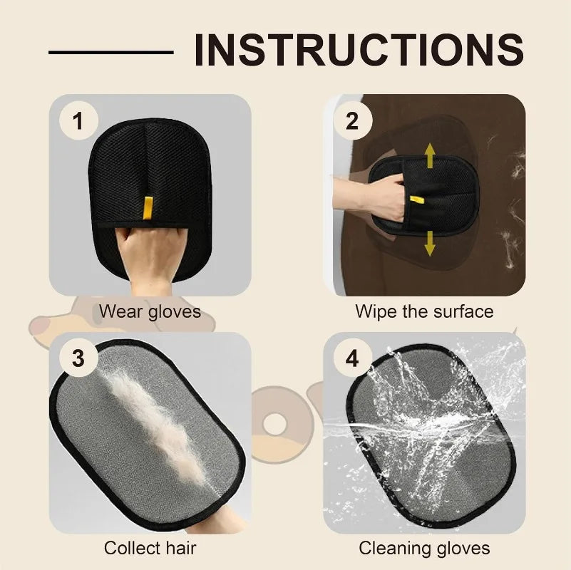 Reusable Electrostatic Pet Hair Removal Mitts Cat Dog Hair Collection Brush Sticking Device Home Hair Scraper Grooming Gloves